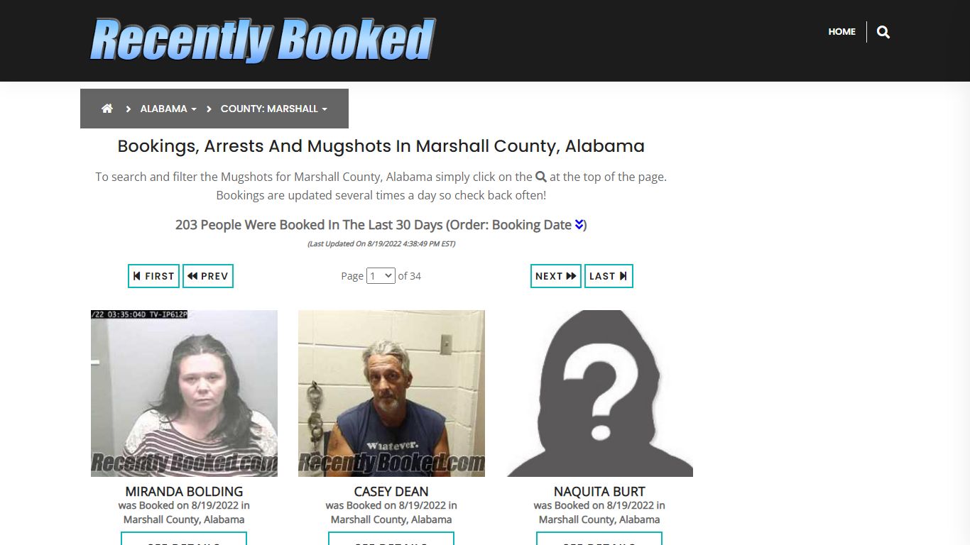 Bookings, Arrests and Mugshots in Marshall County, Alabama