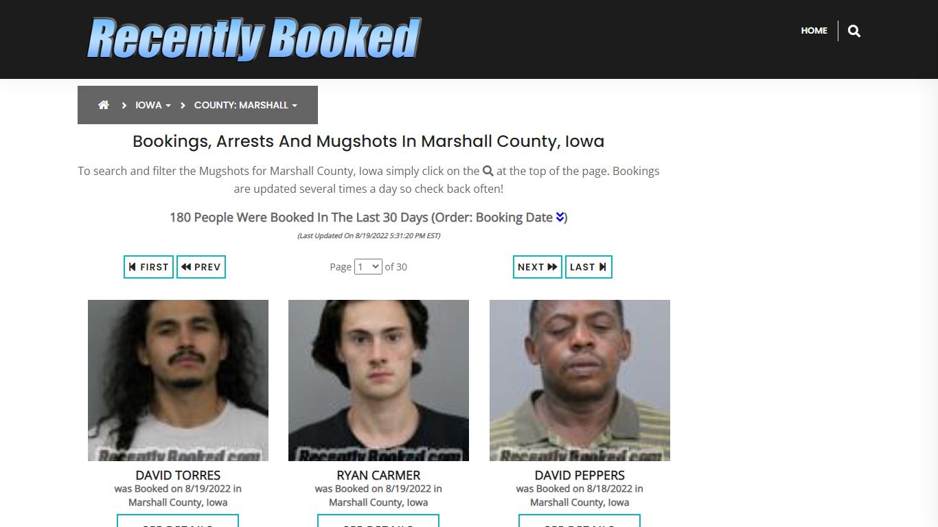 Recent bookings, Arrests, Mugshots in Marshall County, Iowa